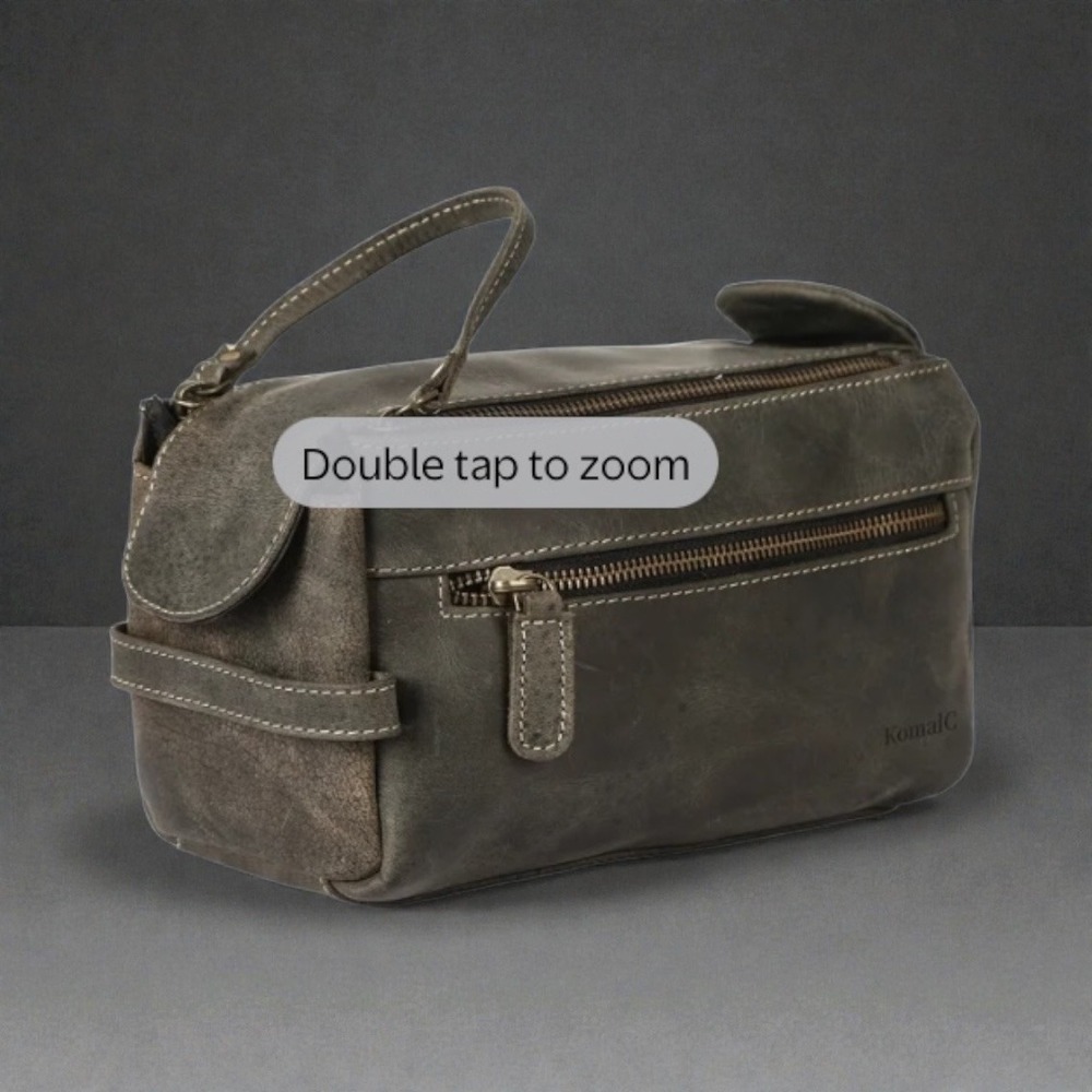 KomalC Buffalo Leather Toiletry Bag‎ Mens Dopp Kit Vintage Travel Case Brown